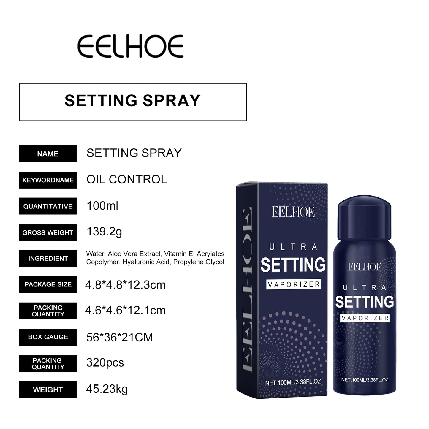 Eelhoe Waterproof Makeup Setting Spray – Long-Lasting, Oil Control, Quick-Dry, Refreshing Finish