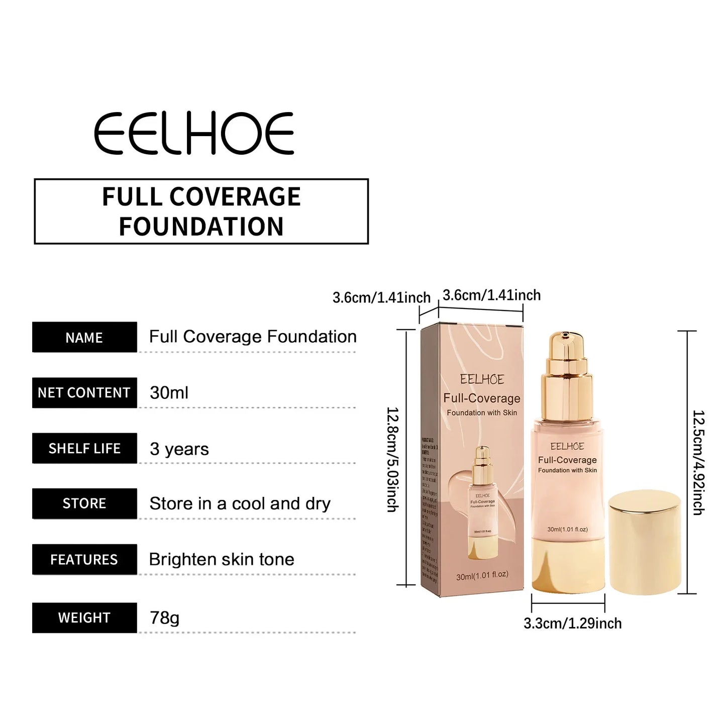 Liquid Concealer Foundation Face Invisible Pores Full Coverage Dark Spots Brighten Skin Oil Control Cosmetics Waterproof Lasting