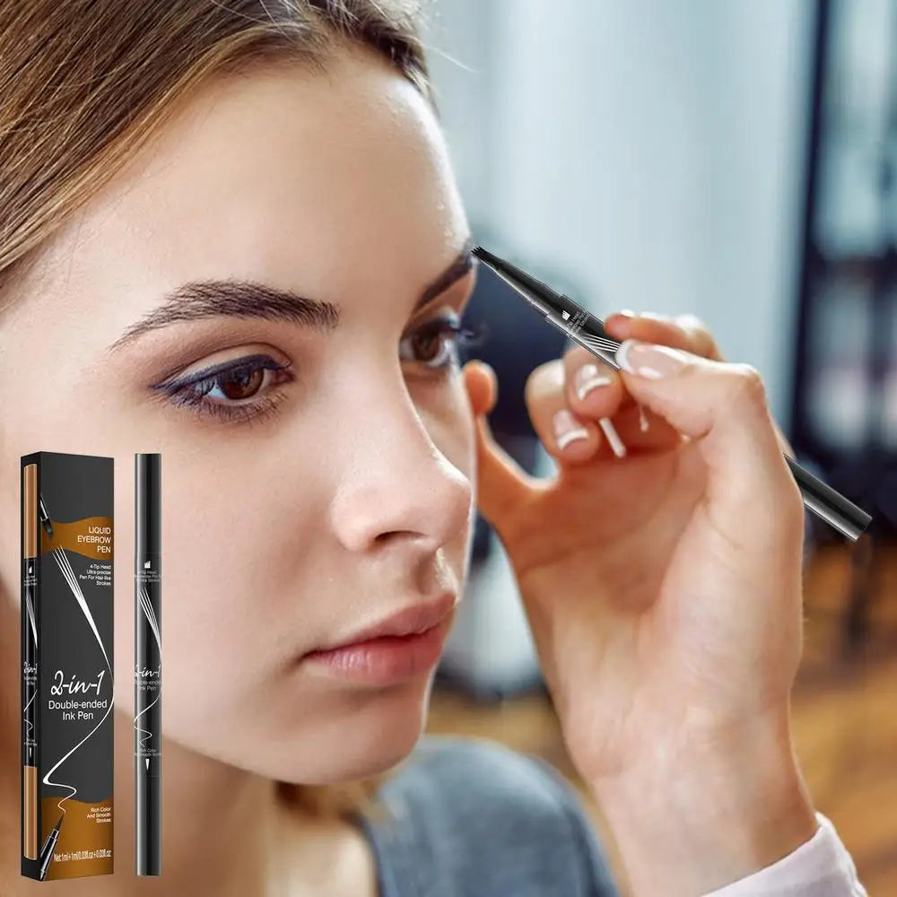 4D Microblading Eyebrow Pen 4 Forks Tip Eyebrow Tattoo Pencil Long Lasting Fine Sketch Liquid Eye Brow Make Up Brow Pencil