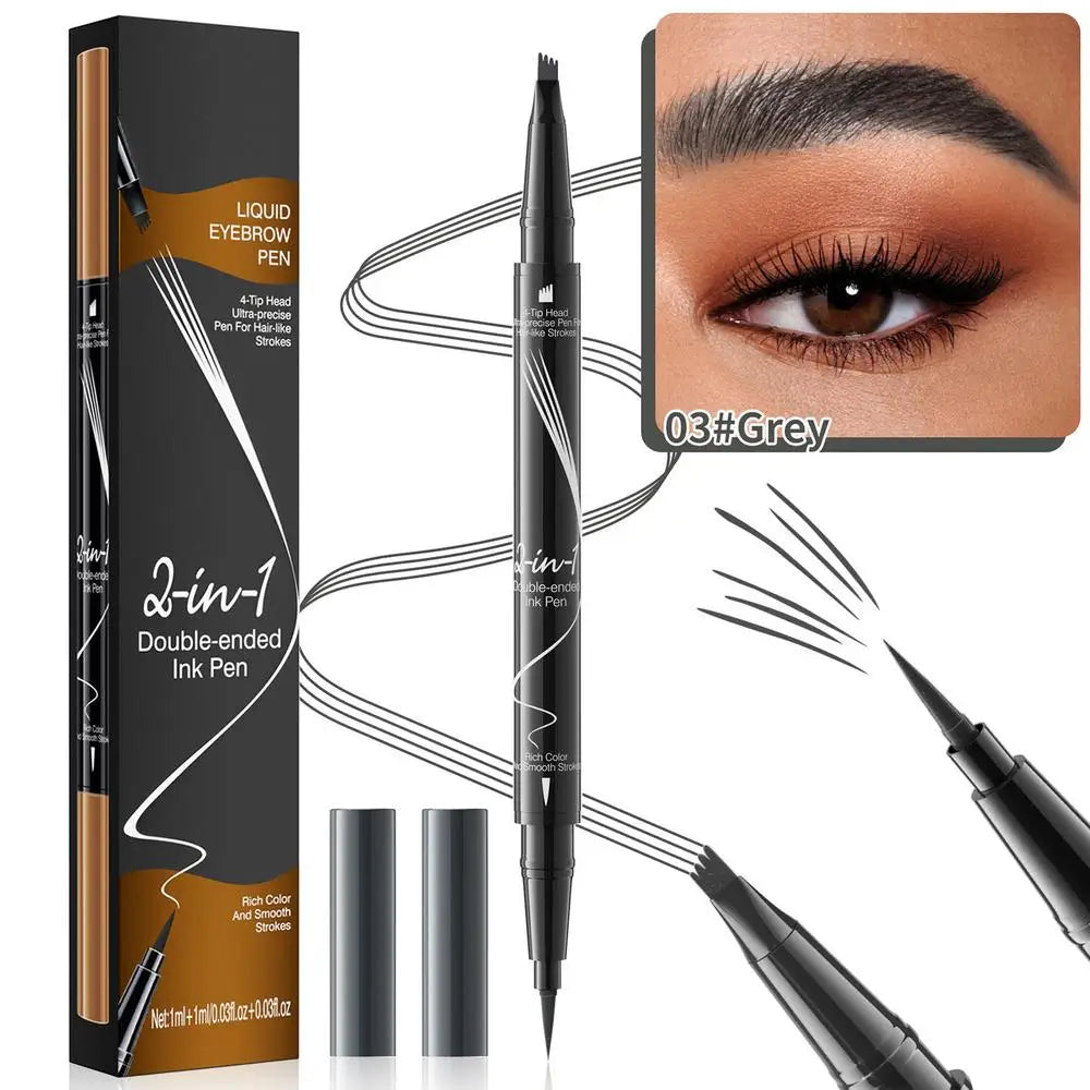 4D Microblading Eyebrow Pen 4 Forks Tip Eyebrow Tattoo Pencil Long Lasting Fine Sketch Liquid Eye Brow Make Up Brow Pencil